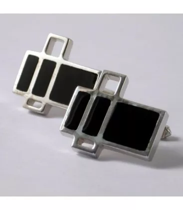 Bouton de manchette Art Déco Ascenson "104-5" - Boutons de Manchettes en Argent - Bijoux en Vogue