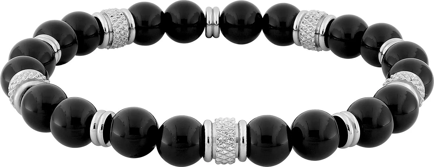 Bracelet Acier Veromanitra Agate Noir - Bracelet en Acier - Bijoux en Vogue