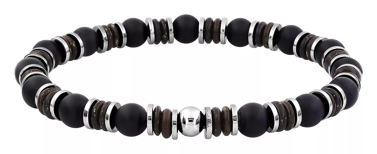 Bracelet Acier Heline Agate Noir - Bracelet en Acier - Bijoux en Vogue
