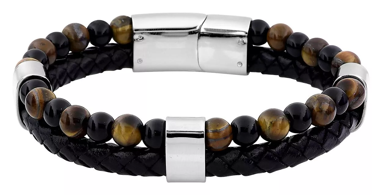 Bracelet Acier Altinai Agate Noir - Bracelet en Acier - Bijoux en Vogue