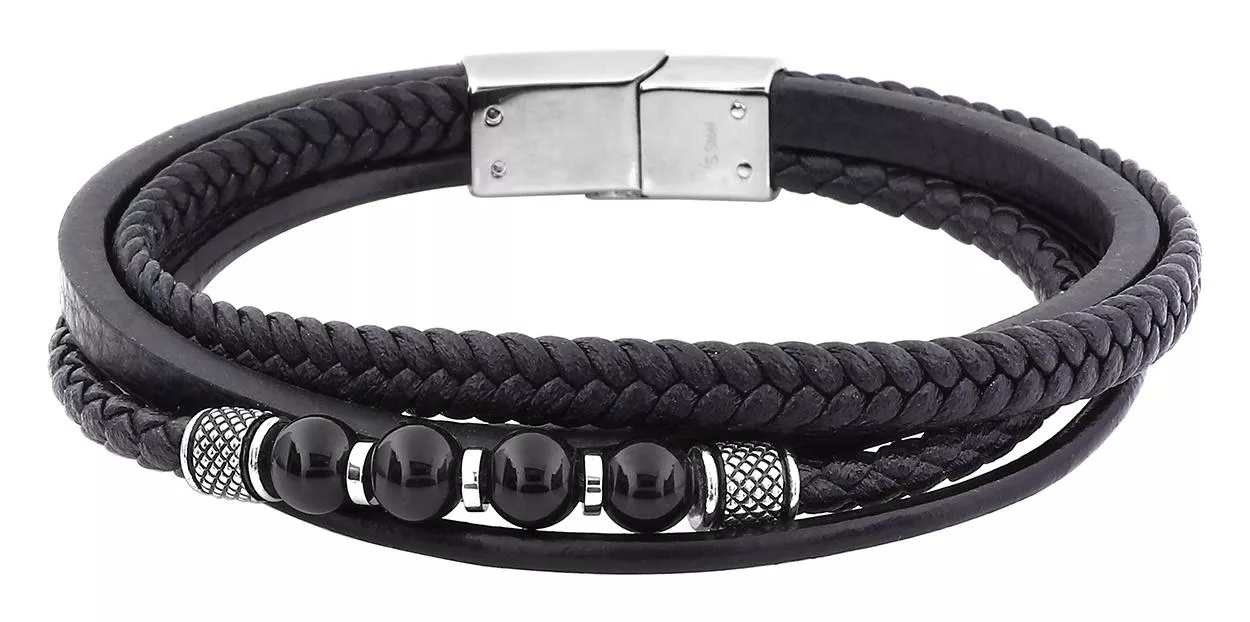 Bracelet Acier Rijamalala Agate Noir - Bracelet en Acier - Bijoux en Vogue