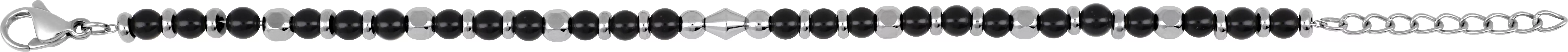 Bracelet Homme Acier Gasparo Longueur 18+3cm Agate Noir - Bracelet en Acier