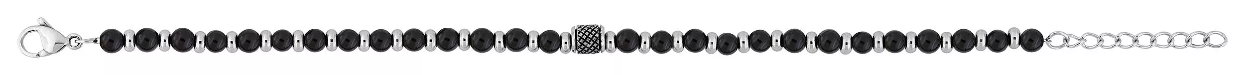 Bracelet Homme Acier Sado Agate Noir - Bracelet en Acier