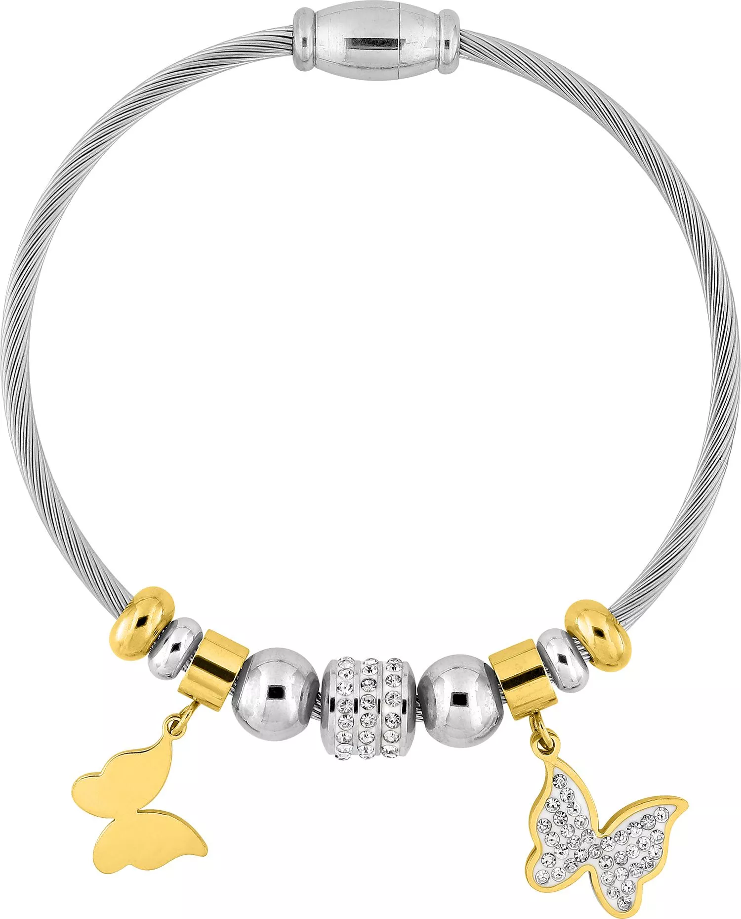 Bracelet Acier Seguia Cristal Blanc - Bracelet en Acier - Bijoux en Vogue