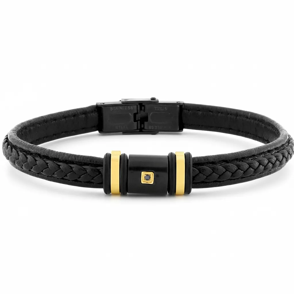 Bracelet Homme Acier Thorischman IP jaune,noir Diamant - Bracelet en Acier - Bijoux en Vogue