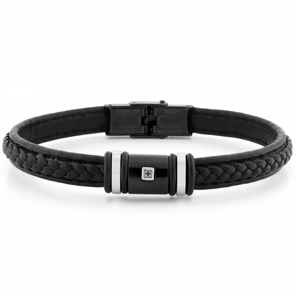 Bracelet Homme Acier Parson IP noir Diamant - Bracelet en Acier - Bijoux en Vogue
