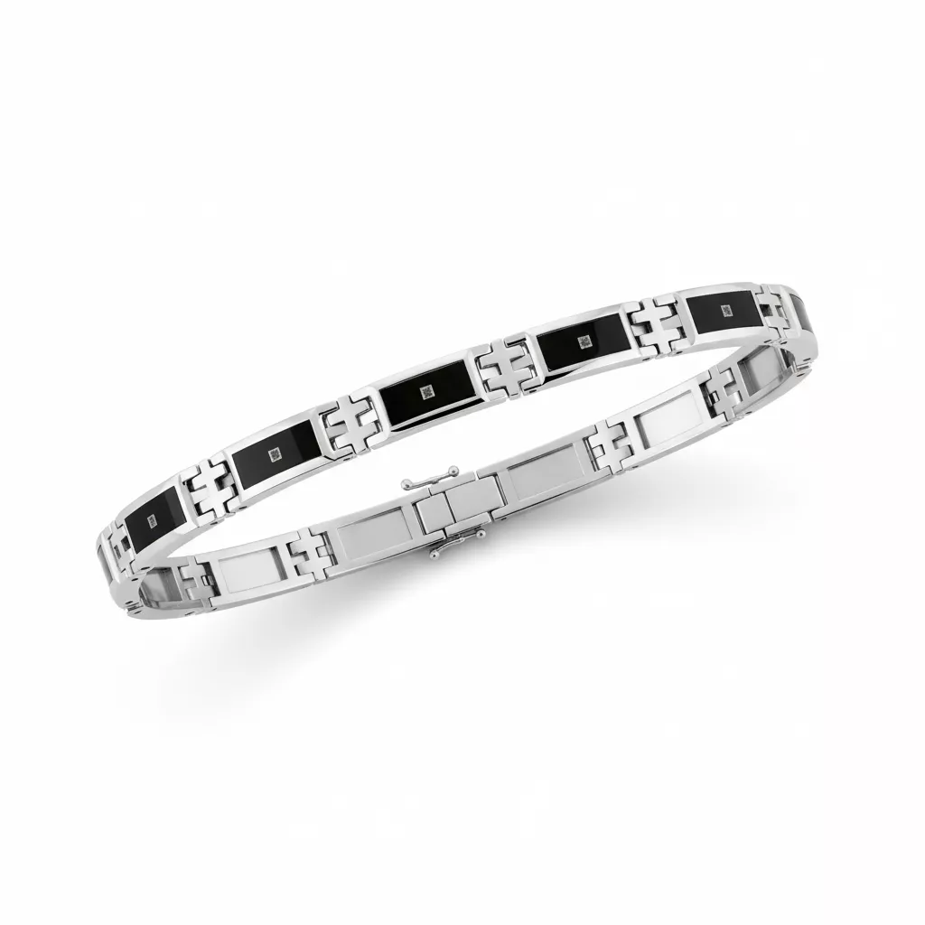 Bracelet Homme Acier Avinens IP noir Diamant - Bracelet en Acier - Bijoux en Vogue