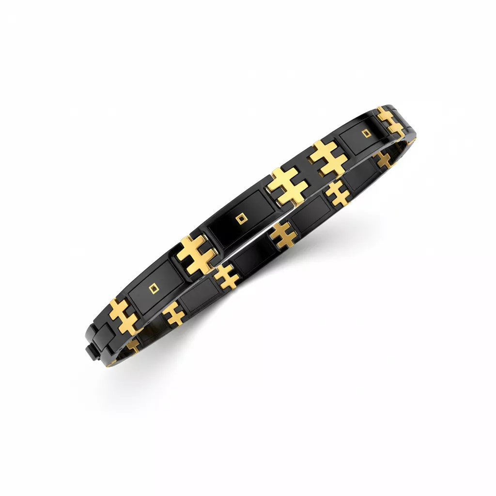 Bracelet Homme Acier Gostantino IP jaune,noir Diamant - Bracelet en Acier - Bijoux en Vogue