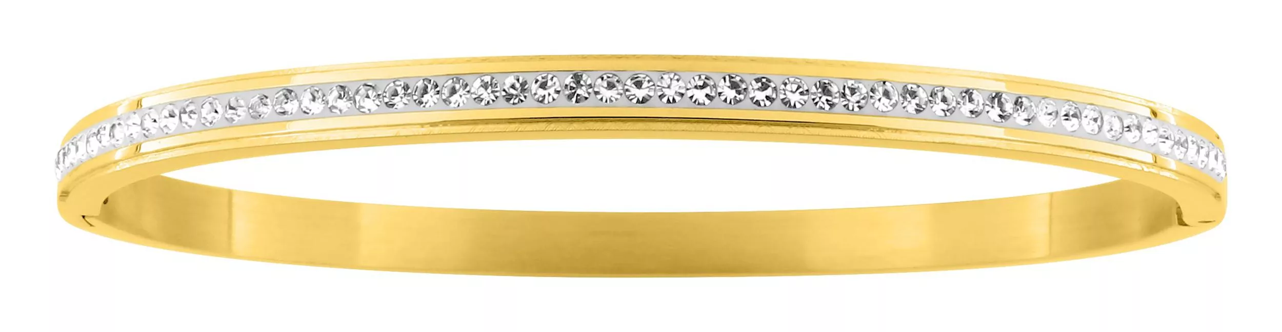 Bracelet Acier Doré Cleopatre Cristal Blanc - Bracelet en Acier - Bijoux en Vogue