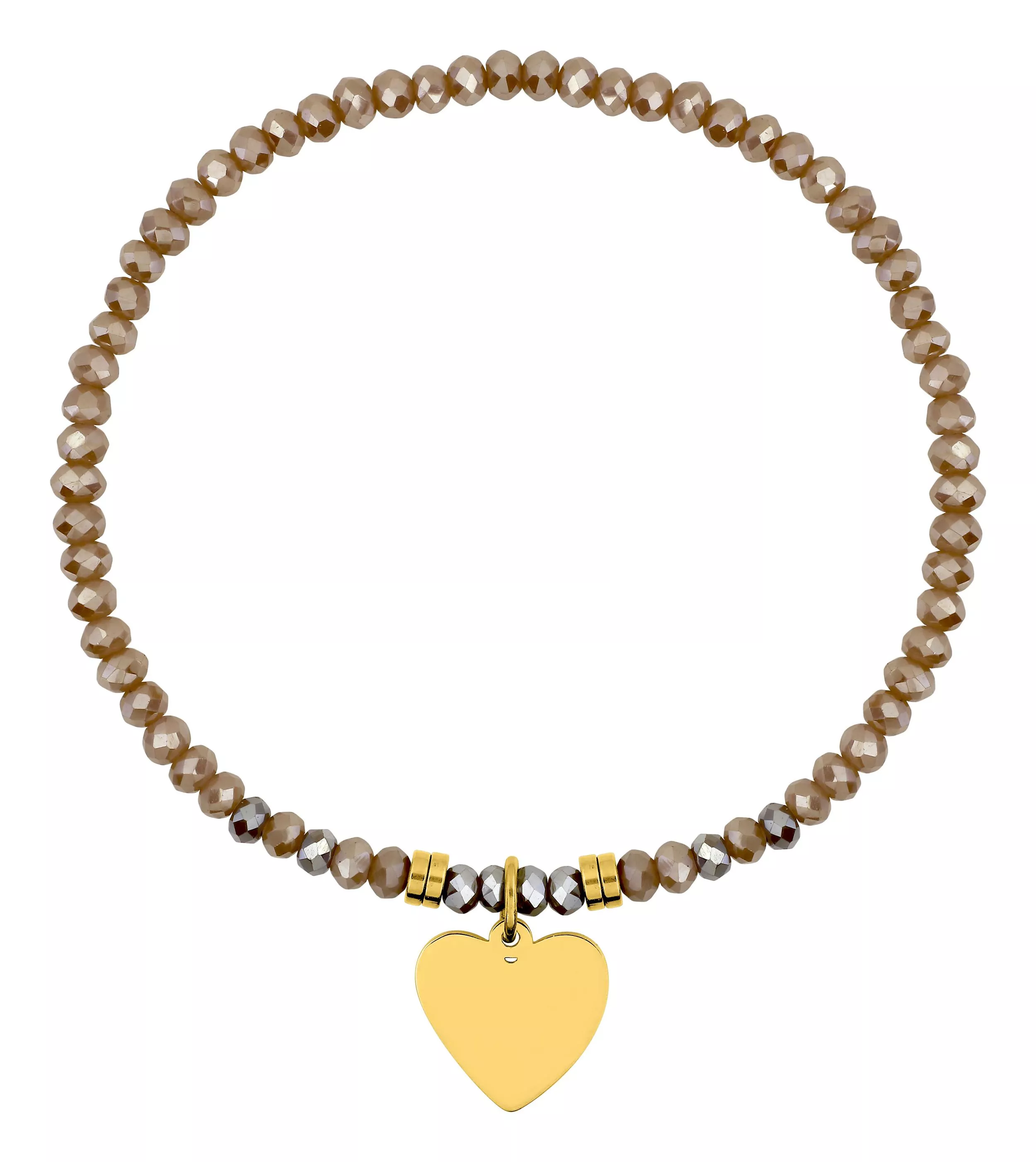 Bracelet Acier Doré Isaline Cristal Rose Coeur - Bracelet en Acier - Bijoux en Vogue