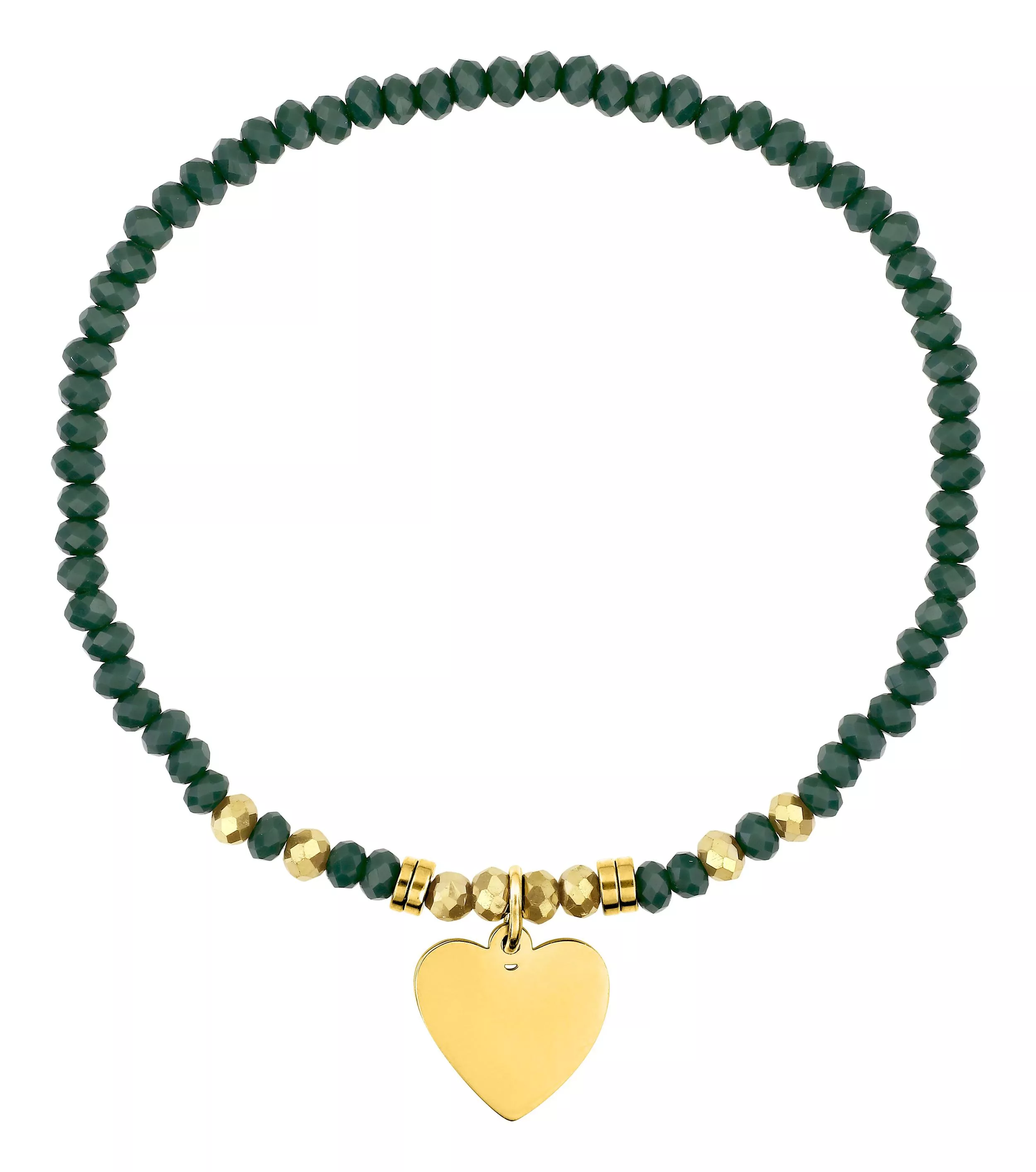 Bracelet Acier Doré Ranawaka Cristal Turquois Coeur - Bracelet en Acier - Bijoux en Vogue