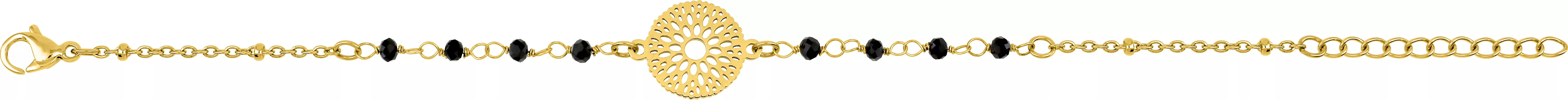 Bracelet Acier Doré Ambrosie Cristal Noir - Bracelet en Acier - Bijoux en Vogue