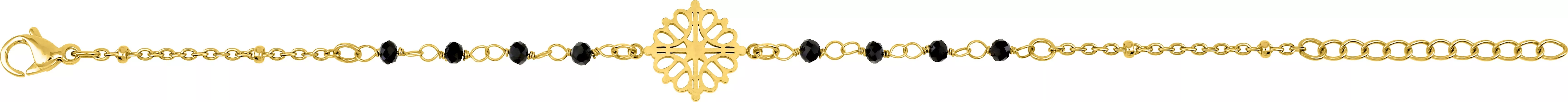 Bracelet Acier Doré Dhanie Cristal Noir - Bracelet en Acier - Bijoux en Vogue