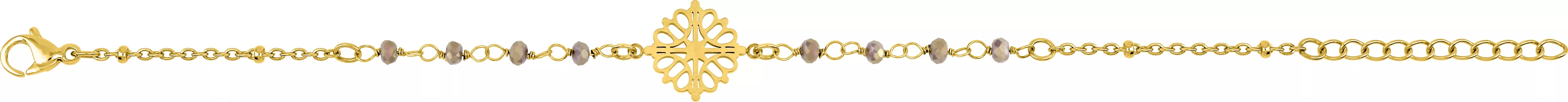 Bracelet Acier Doré Naromie Cristal Marron - Bracelet en Acier - Bijoux en Vogue