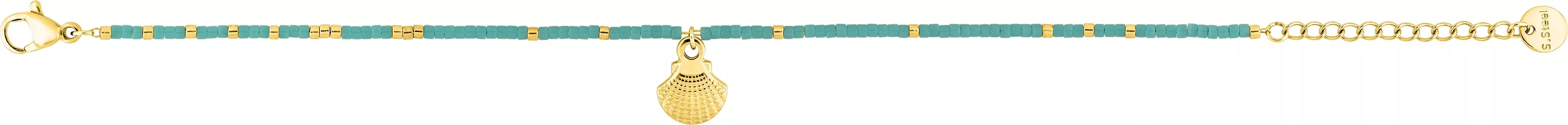 Bracelet Acier Doré Lavanya Cristal Turquois Coquillage - Bracelet en Acier - Bijoux en Vogue