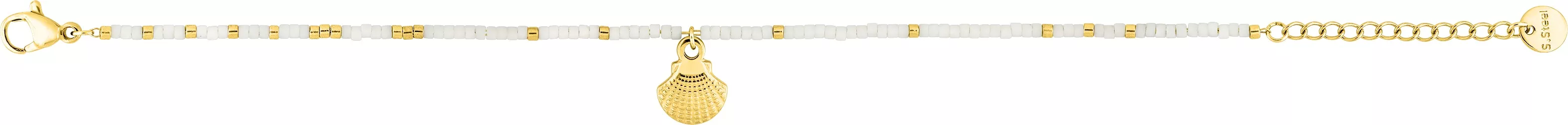 Bracelet Acier Doré Kristiyana Cristal Blanc Coquillage - Bracelet en Acier - Bijoux en Vogue