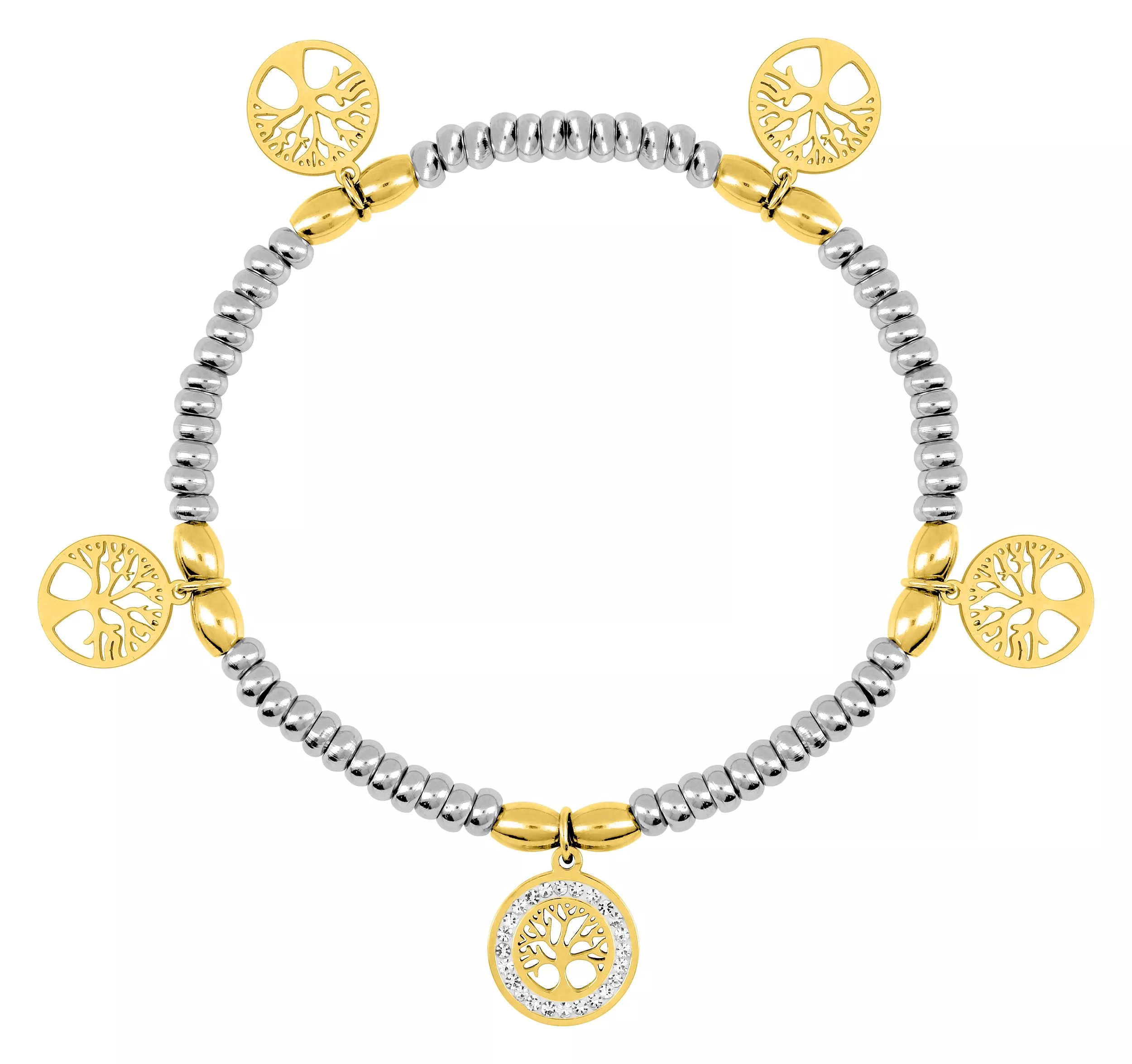 Bracelet Acier Doré Arbre de Vie - Bracelet en Acier - Bijoux en Vogue