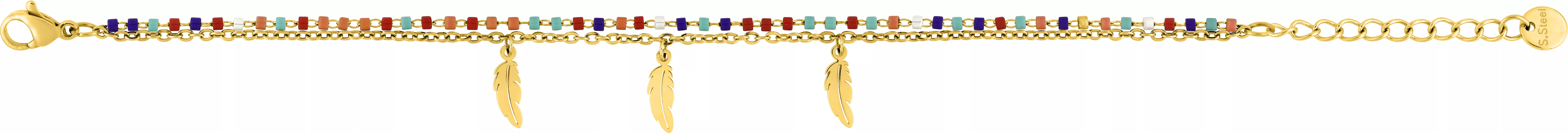 Bracelet Acier Doré Netdara Plume - Bracelet en Acier - Bijoux en Vogue