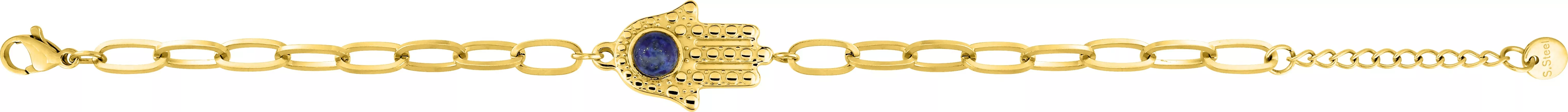 Bracelet Acier Doré Bulka Lapis Lazuli - Bracelet en Acier - Bijoux en Vogue