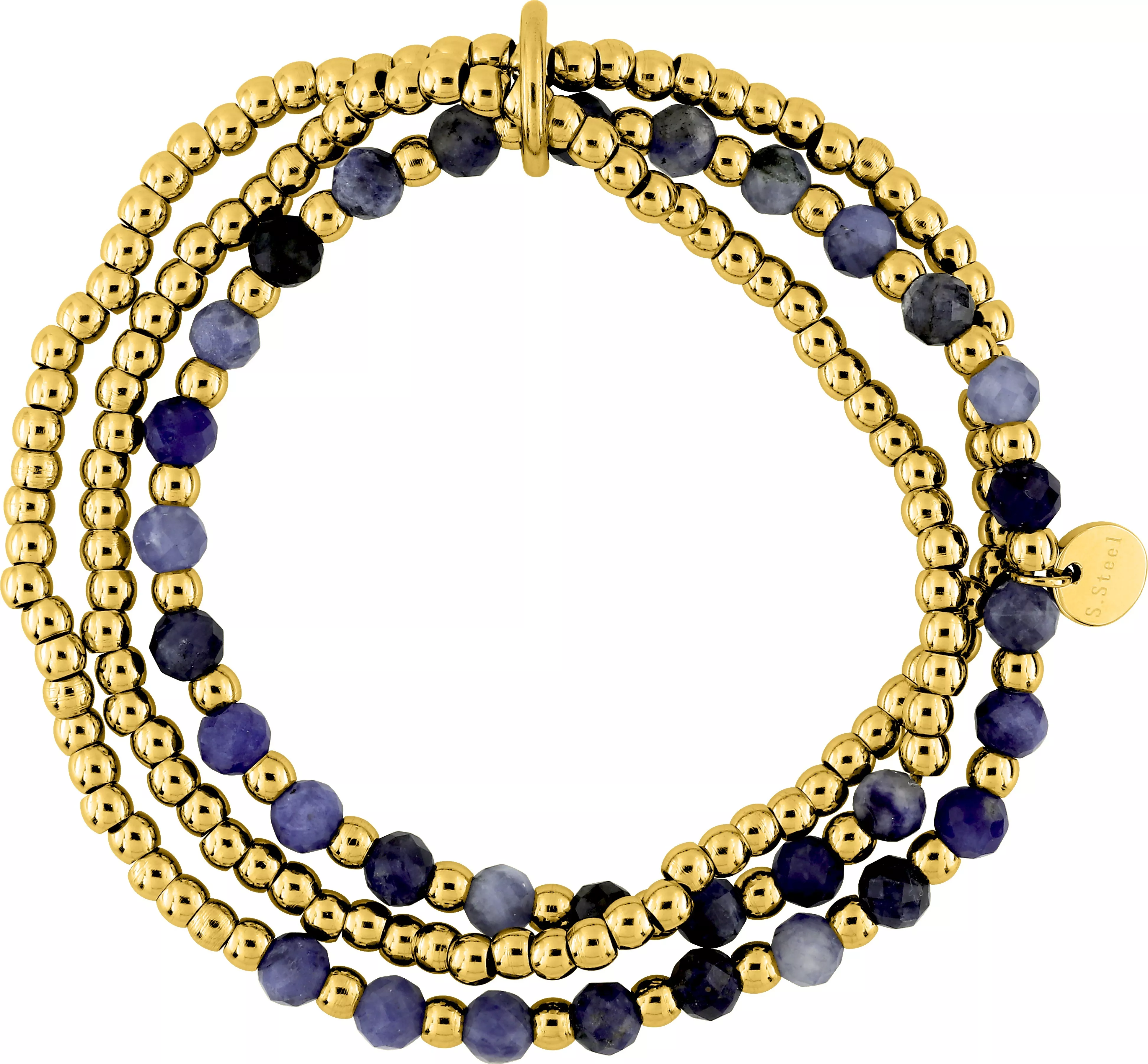 Bracelet Acier Doré Anestasia Lapis Lazuli Pampille - Bracelet en Acier - Bijoux en Vogue