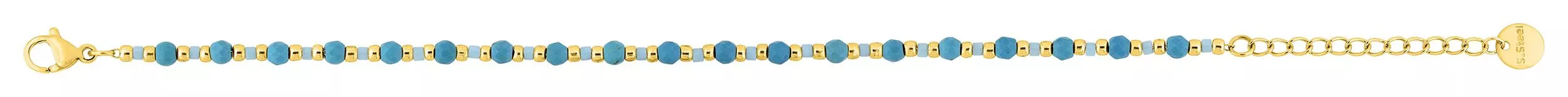 Bracelet Acier Doré Ishaka Turquoise - Bracelet en Acier - Bijoux en Vogue