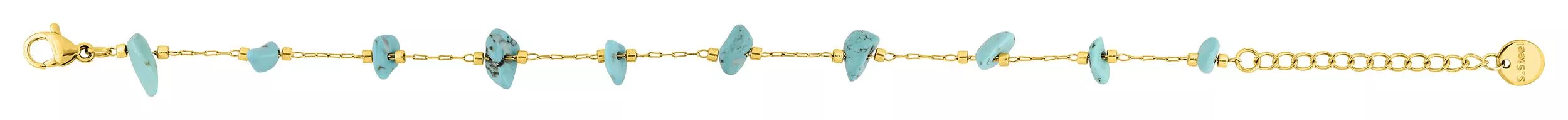 Bracelet Acier Doré Sirikwa Turquoise - Bracelet en Acier - Bijoux en Vogue