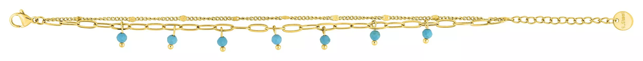Bracelet Acier Doré Najida Turquoise - Bracelet en Acier - Bijoux en Vogue