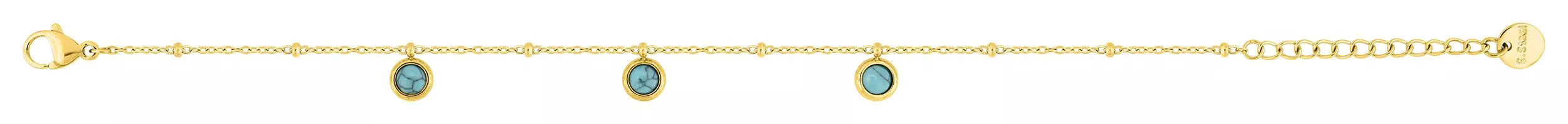 Bracelet Acier Doré Haouria Turquoise - Bracelet en Acier - Bijoux en Vogue