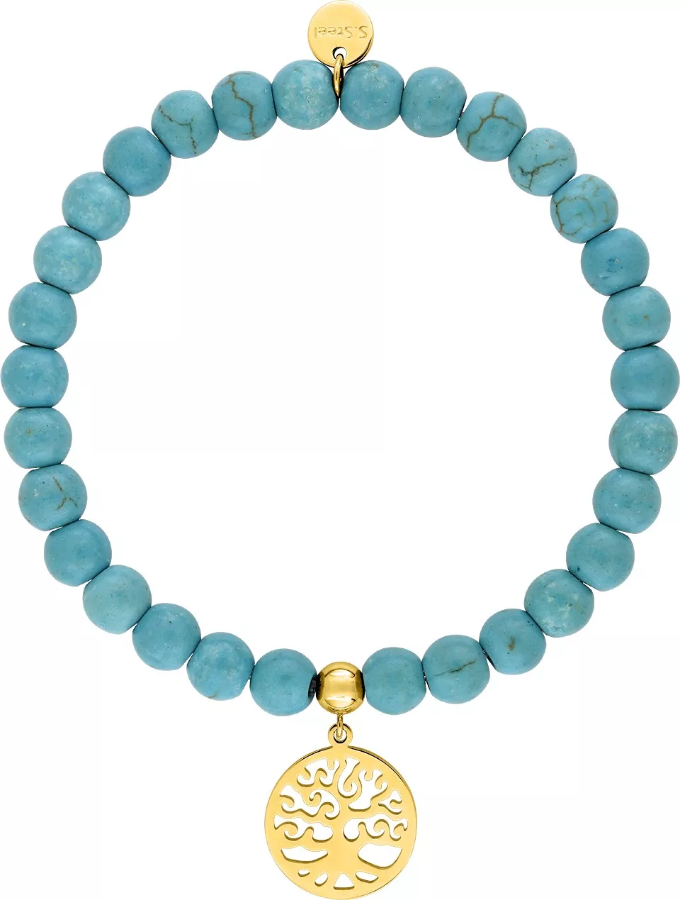 Bracelet Acier Doré Elliere Turquoise Pampille - Bracelet en Acier - Bijoux en Vogue