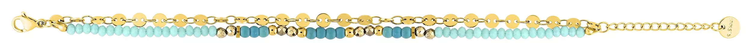 Bracelet Acier Doré Ghita Turquoise - Bracelet en Acier - Bijoux en Vogue