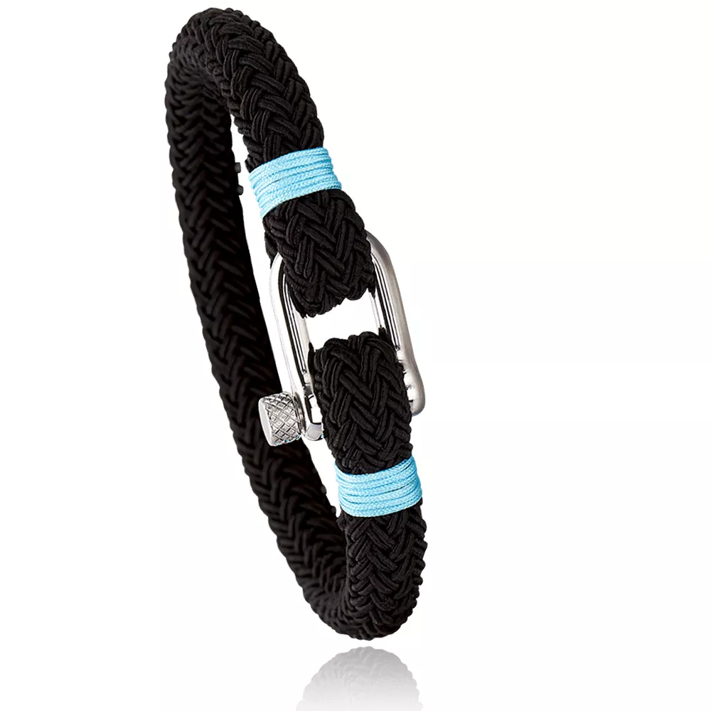 Bracelet corde et acier Jerian Gaelord bleu - Bracelet en Acier - Bijoux en Vogue