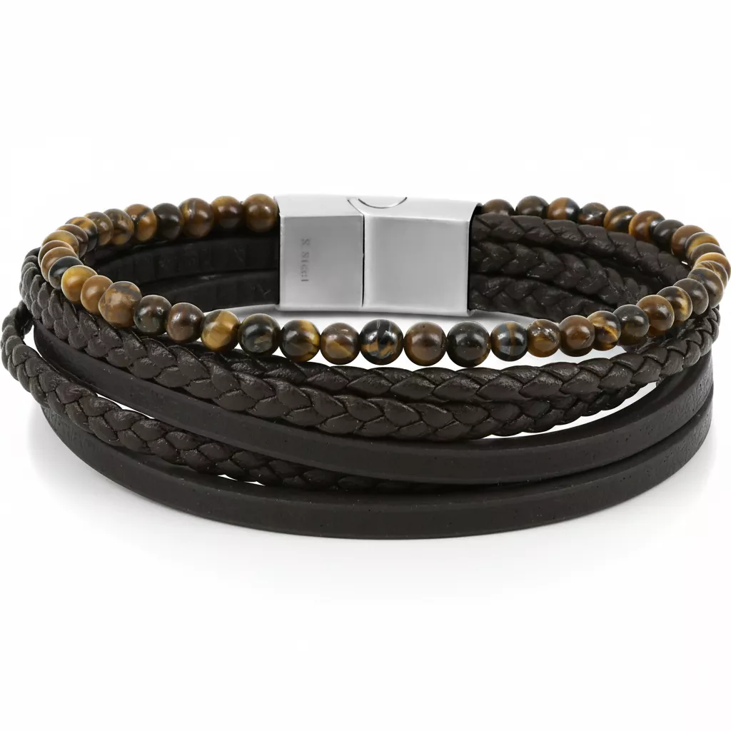 Bracelet Homme Acier Indovino Oeil de tigre - Bracelet en Acier