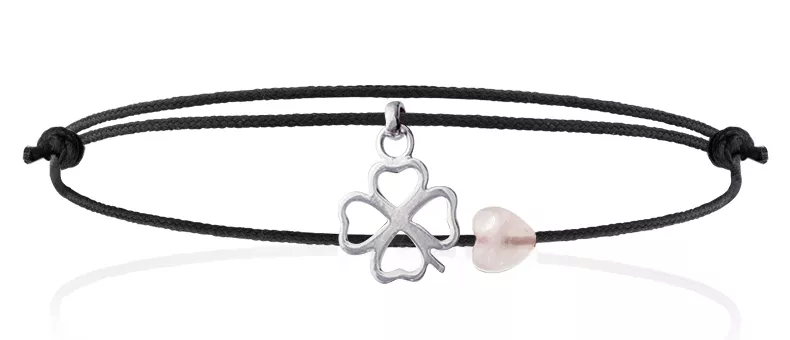 Cordon trèfle noir Claudenilce Cyrielle Superstition - Bracelet en Argent 925 - Bijoux en Vogue