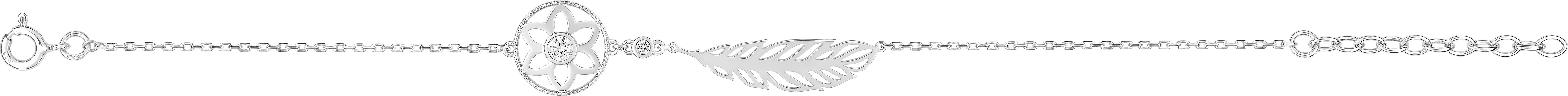 Bracelet Argent Sijlvia Zirconium Plume - Bracelet en Argent 925