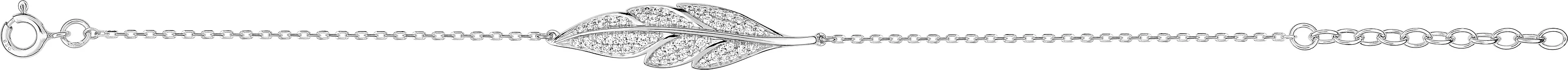 Bracelet Argent Toumia Zirconium Plume - Bracelet en Argent 925