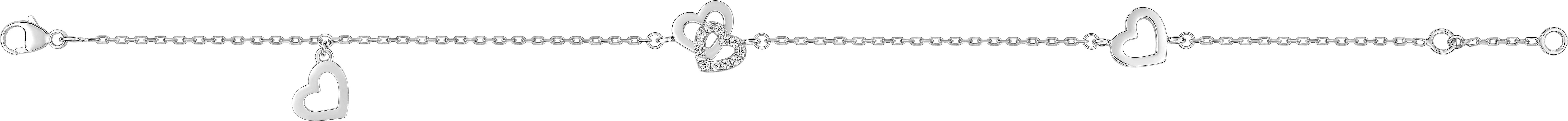 Bracelet Argent Mariette Zirconium Coeur - Bracelet en Argent 925