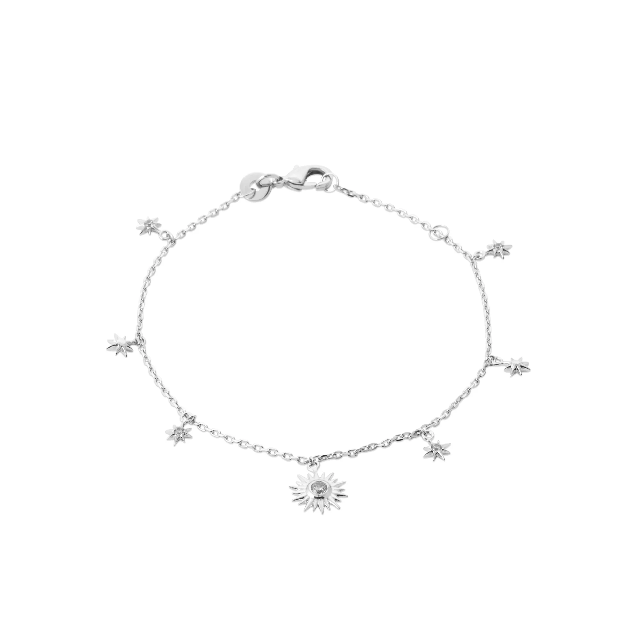 Bracelet Argent Mallyka Zirconium Figuratif Joaillerie Texturé - Bracelet en Argent 925