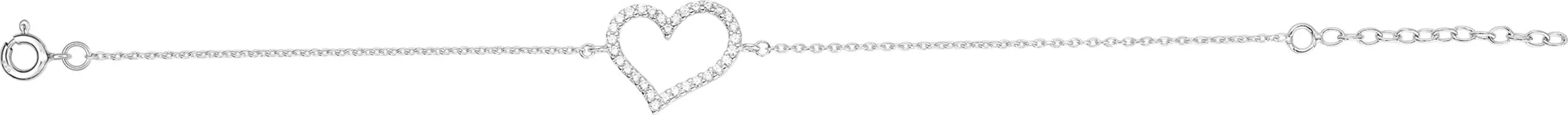 Bracelet Argent Nandasena Zirconium Coeur - Bracelet en Argent 925