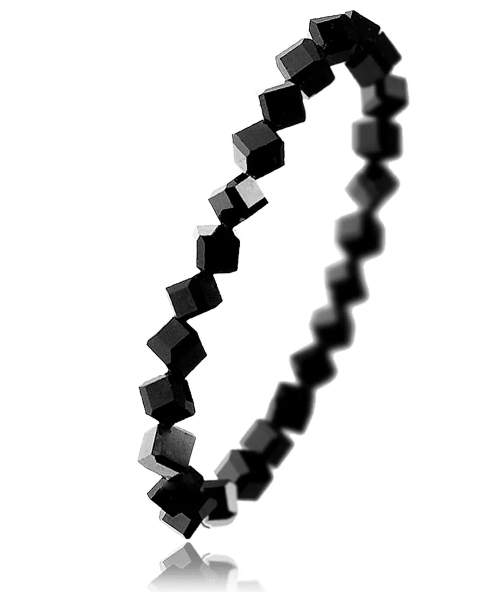 Bracelet en cristal noir carré Miecryslawa Yulika - Bracelet en Acier - Bijoux en Vogue