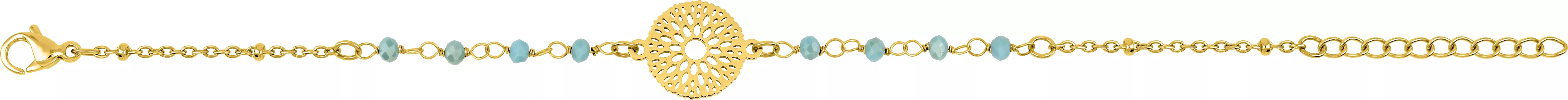 Bracelet Chaîne Acier Doré Cristal Turquois - Bracelet en Acier - Bijoux en Vogue