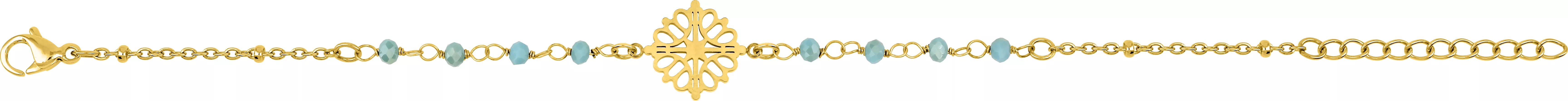 Bracelet Chaîne Acier Doré Cristal Turquois - Bracelet en Acier - Bijoux en Vogue