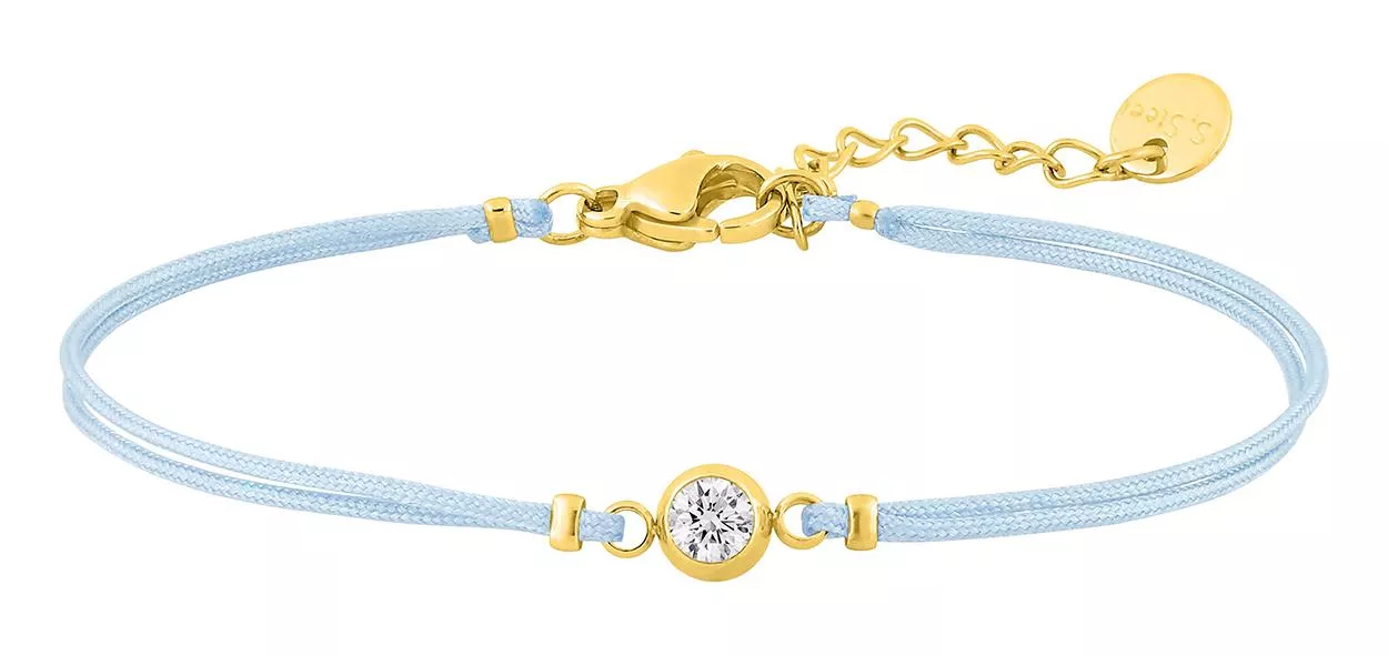 Bracelet Cordon Acier Doré Goradana bleu Cristal - Bracelet en Acier - Bijoux en Vogue