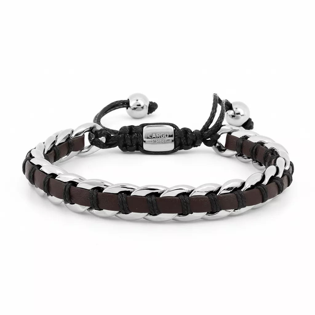 Bracelet Cordon Homme Acier Asam marron - Bracelet en Acier - Bijoux en Vogue