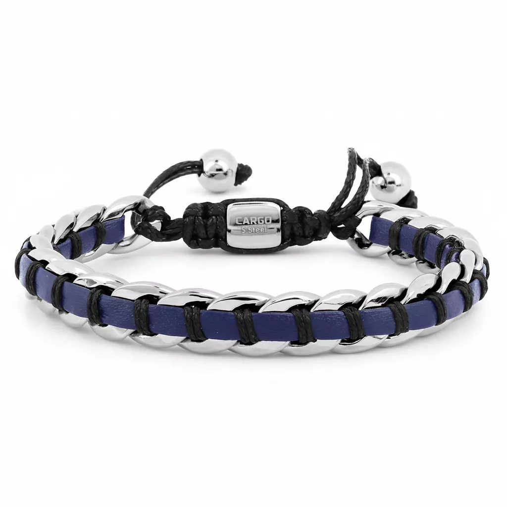Bracelet Cordon Homme Acier Adraham bleu - Bracelet en Acier - Bijoux en Vogue