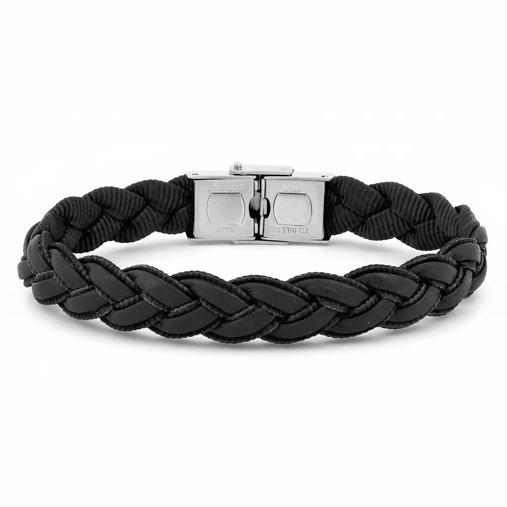 Bracelet Cordon Homme Acier noir Pinho - Bracelet en Acier - Bijoux en Vogue