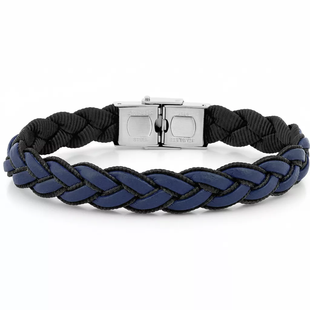 Bracelet Cordon Homme Acier Tahofik bleu - Bracelet en Acier - Bijoux en Vogue