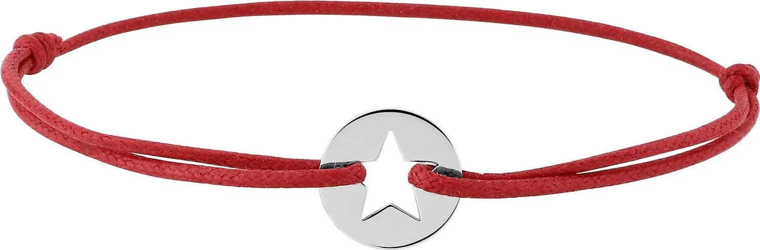 Bracelet Cordon Argent Xoungonda rouge Étoile - Bracelet en Argent 925 - Bijoux en Vogue