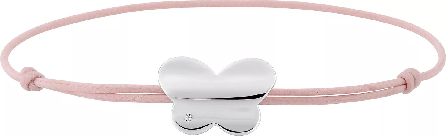 Bracelet Cordon Argent Shama rose Zirconium Papillon - Bracelet en Argent 925 - Bijoux en Vogue