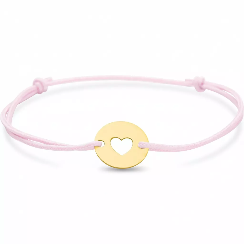 Bracelet Cordon Or rose Friedhilde Coeur - Bracelet en Or 375 9k - Bijoux en Vogue