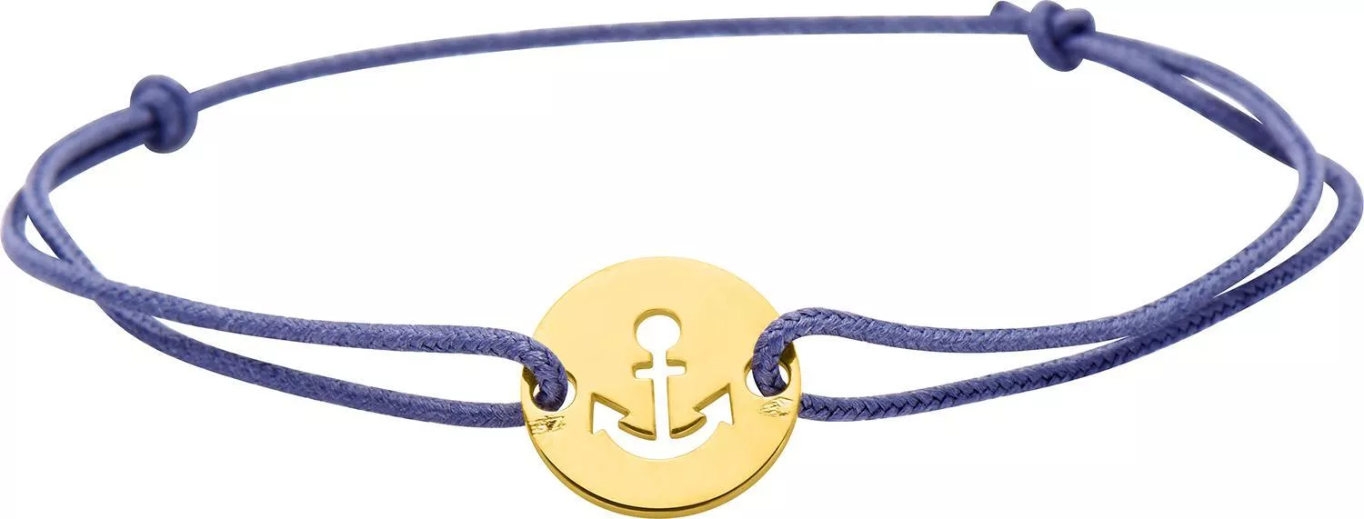 Bracelet Cordon Or Mbolamanga bleu Ancre Marine - Bracelet en Or 750 18k - Bijoux en Vogue